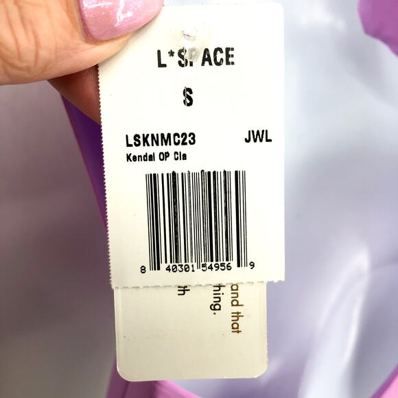 L*SPACE Kendal One Piece Swimsuit Small Purple Lavender Cut Out Tie Back NWT - Picture 9 of 12